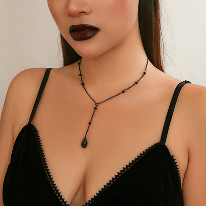 Gothic Vintage Blood Tear Drop Fringe Necklace For Women