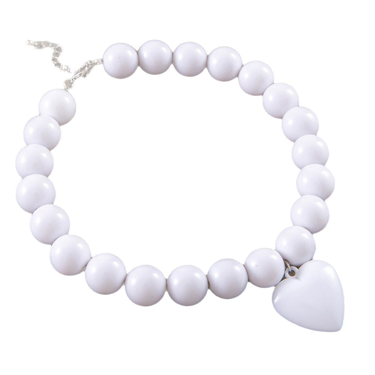Personalized Chunky Bead Heart Pendant Necklace For Women