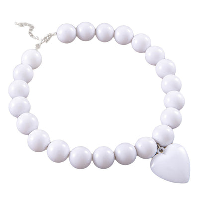 Personalized Chunky Bead Heart Pendant Necklace For Women