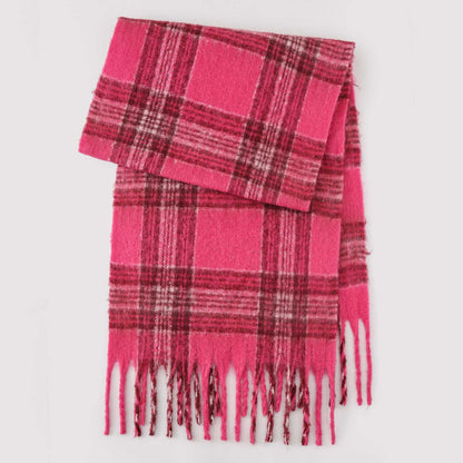Trendy Plaid Thicken Warm Tassel Knit Scarf