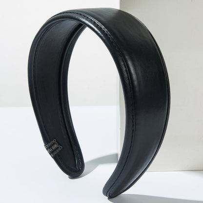 Vintage Wide Brim PU Leather Headband for Women
