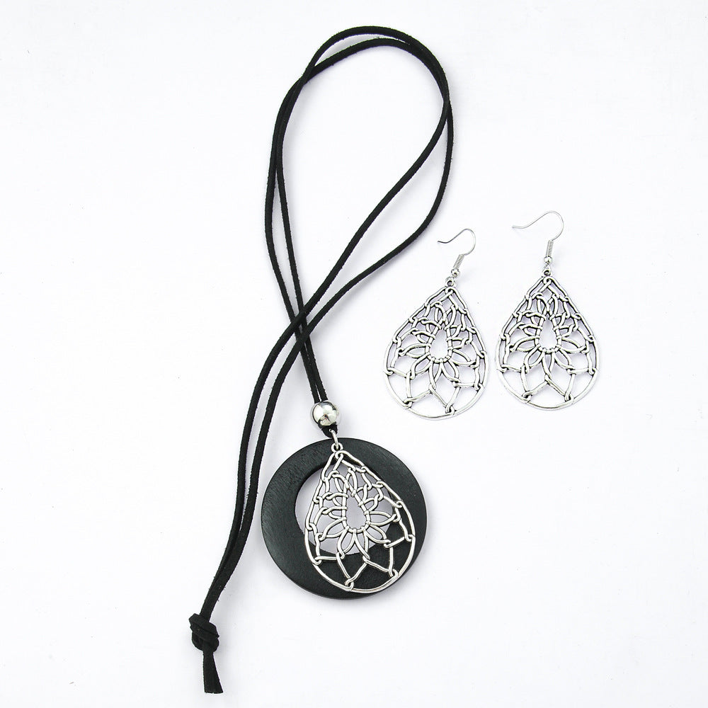 Vintage Ethnic Style Alloy Earrings Necklace Set Tree Design Jewelry