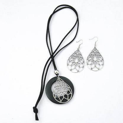 Vintage Ethnic Style Alloy Earrings Necklace Set Tree Design Jewelry
