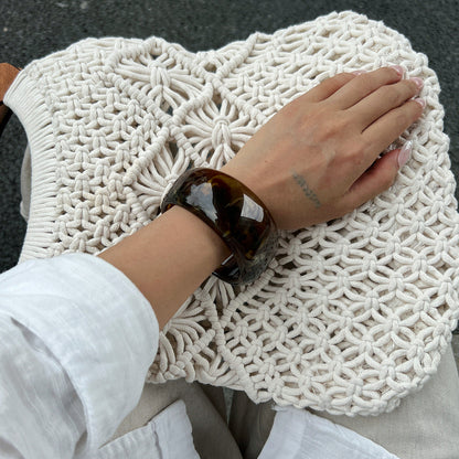 Vintage Ombre Semi-Transparent Resin Bracelet Stylish Irregular Polygon Stretchable Bangle