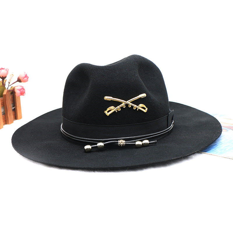 Wool Jazz Fedora Hat with Peanut Chain Stylish Unisex