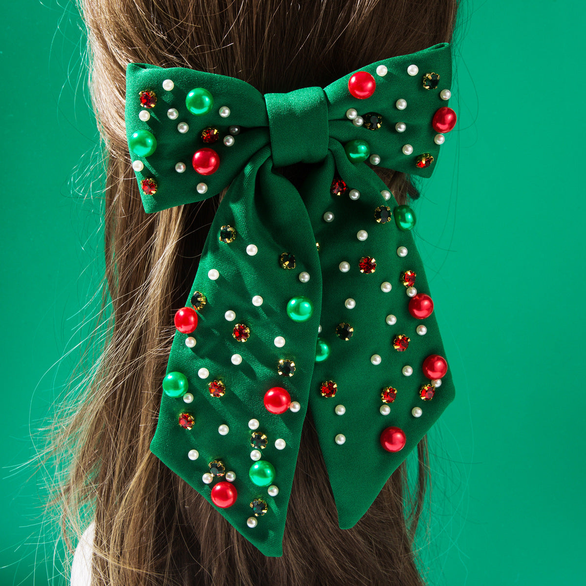 Christmas Pearl Headband with Rhinestones for Women