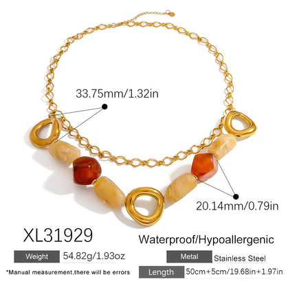 Stainless Steel Resin Necklace Irregular Acrylic Bead Choker