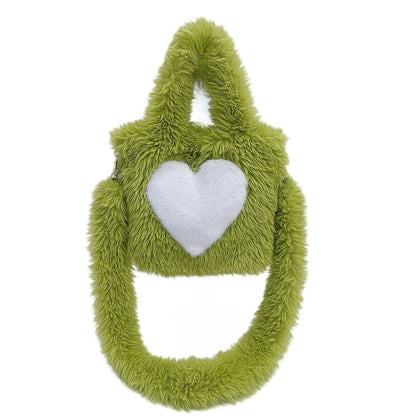 Large Capacity Fuzzy Heart Tote Shoulder Bag