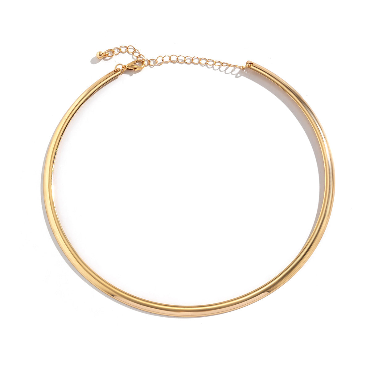 Minimalist Metal Choker Necklace With Circle Pendant