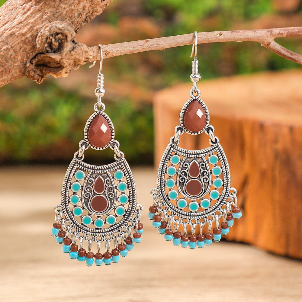 Fashion Tassel Bead Earrings for Women Stylish Vintage Jewelry
