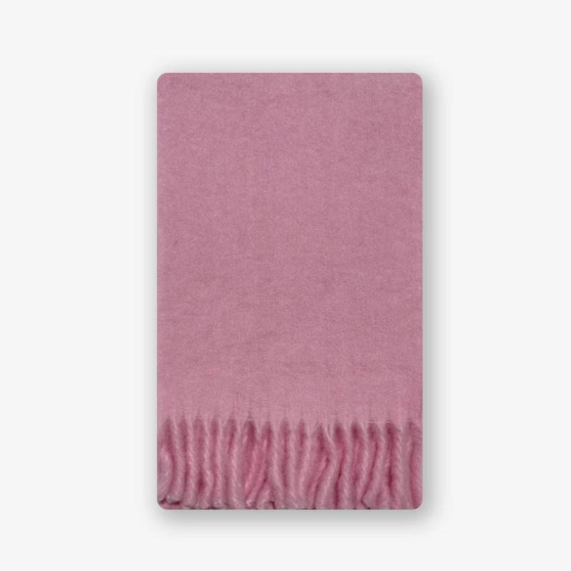 Winter Solid Color Thick Tassel Wool Scarf