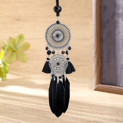 Indian Dreamcatcher Black Feather Tassel Necklace Fashion Jewelry