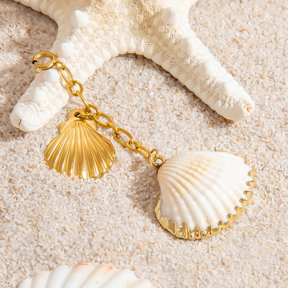 Stylish Starfish Shell Pendant Necklace 18K Gold Plated Stainless Steel
