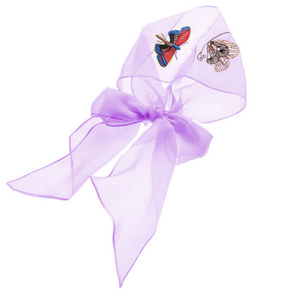 Summer Thin Embroidery Butterfly Narrow Strip Silk Scarf Women Spring And Autumn Versatile Fashion Gauze Scarf Women