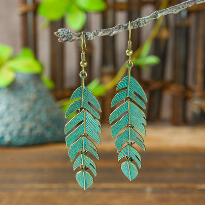 Trendy Vintage Alloy Leaf Earrings for Women