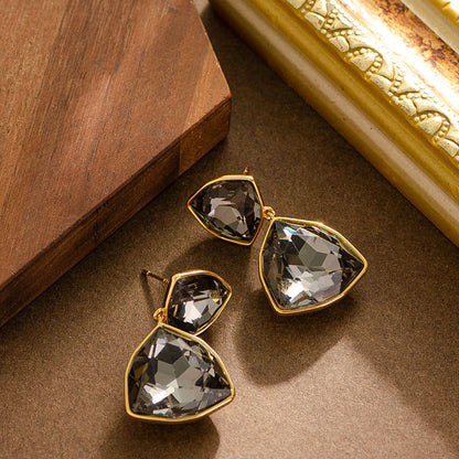 Geometric Triangle Zircon Stud Earrings For Women Elegant Chic Style