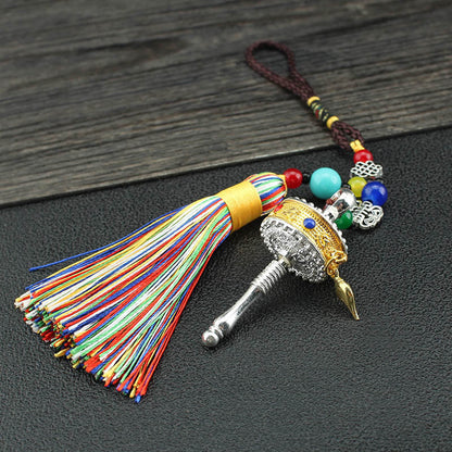 Tibetan Six-Character Motto, Prayer Cylinder, Car Pendant, Wheel Turning, Charm, Car Interior Mirror, Men'S And Women'S Hanging Ornaments