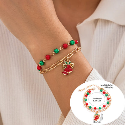 Christmas Themed Polymer Clay Bead Bracelet Set