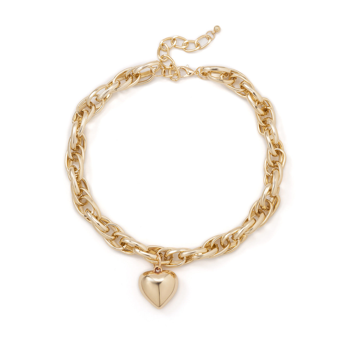 Geometric Heart Pendant Necklace With Cross Chain