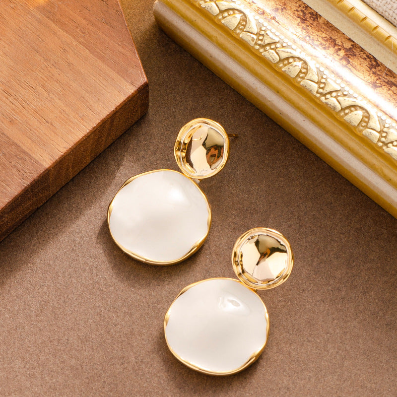 French Chic Minimalist Enamel Dangle Earrings For Women
