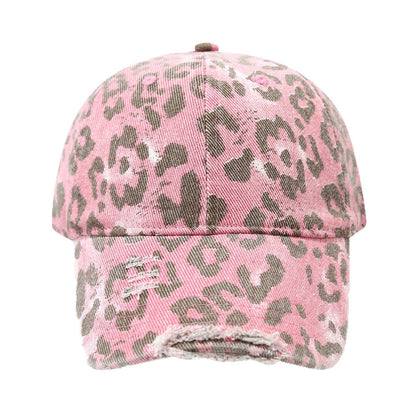 Distressed Retro Leopard Print Bucket Hat