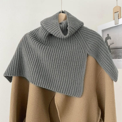 High Collor Split Solid Color Knit Scarve