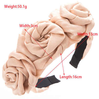 Handmade Rose Fabric Headband Vintage Floral Hair Accessory