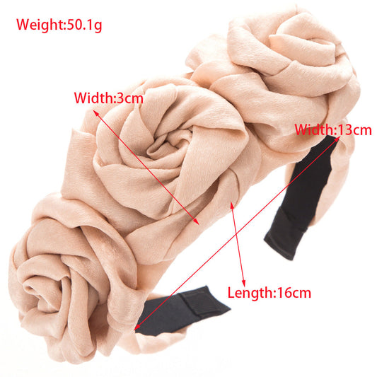 Handmade Rose Fabric Headband Vintage Floral Hair Accessory