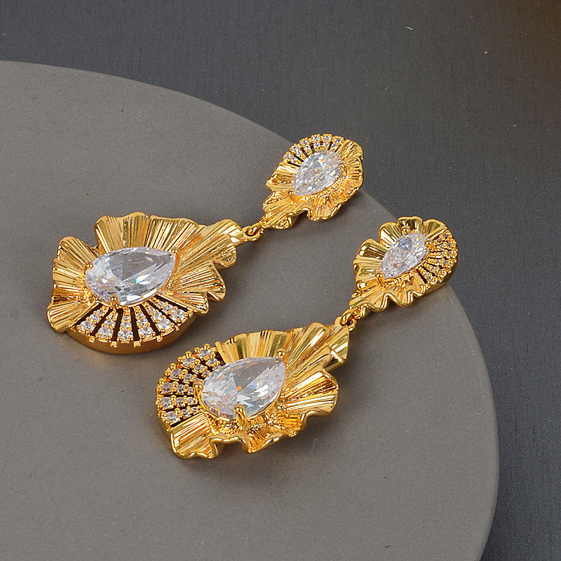 Geometric Gold Plated Earrings For Women Fashion Luxurious Style