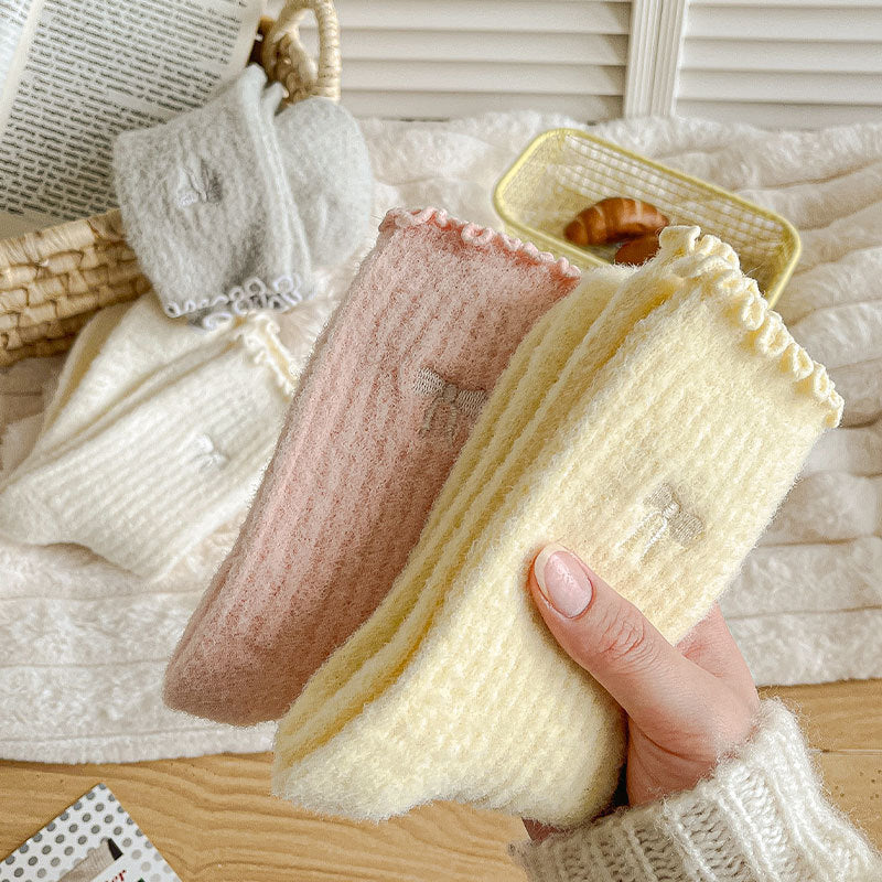 Winter Thermal Thick Plush Crew Frilly Socks