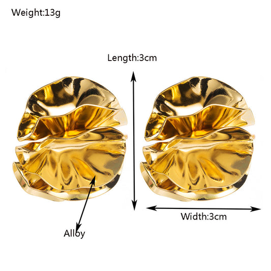 Floral Petal Metal Earrings Chic Design Statement Earrings