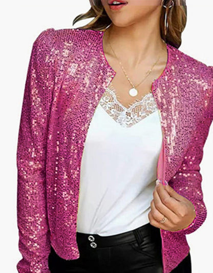Trendy Casual Sequin Jacket Lightweight Streetwear
