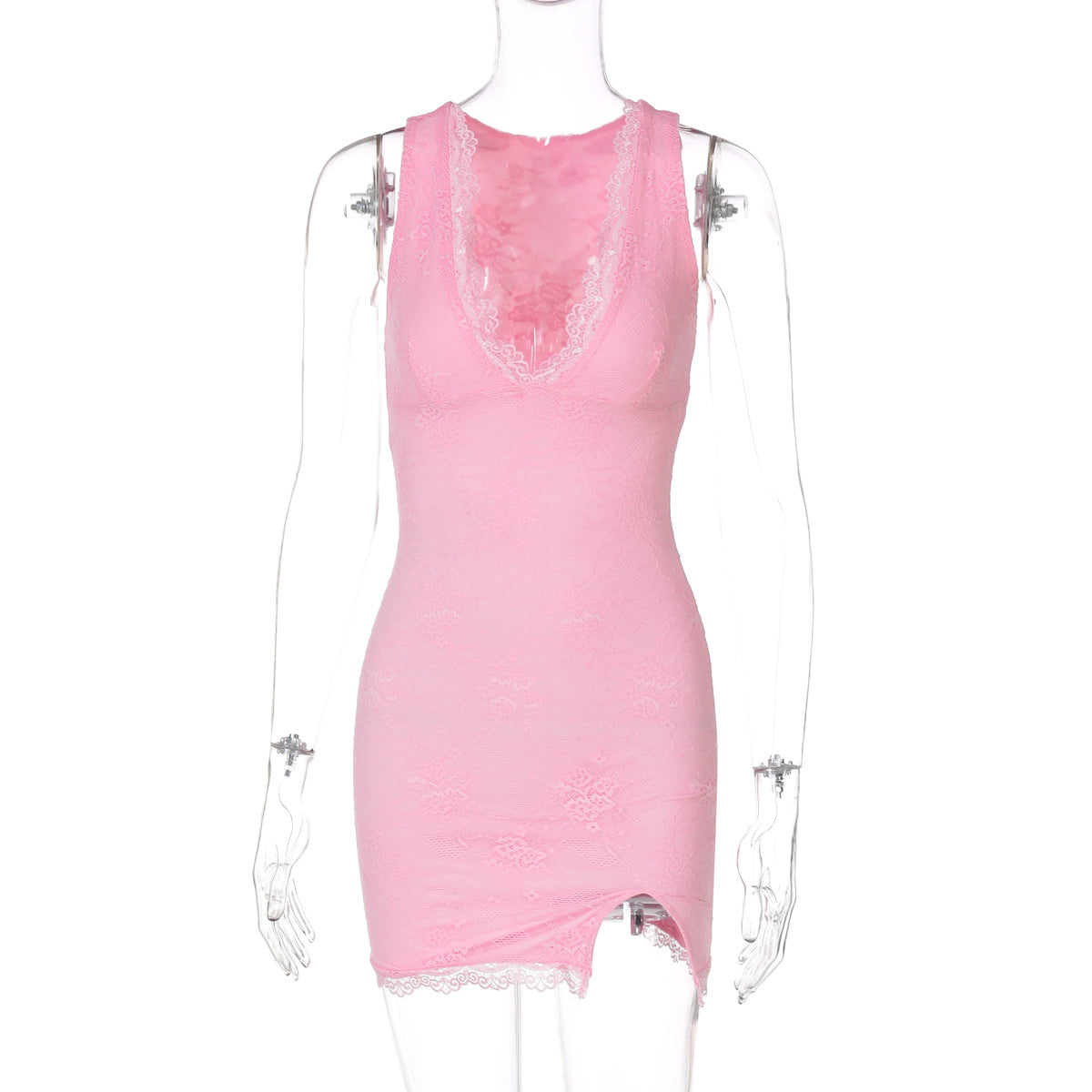 Sexy V-Neck Lace Split Bodycon Dress