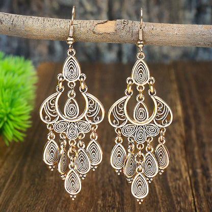 Bohemian Handcrafted Peacock Tassel Earrings Vintage Style Earrings