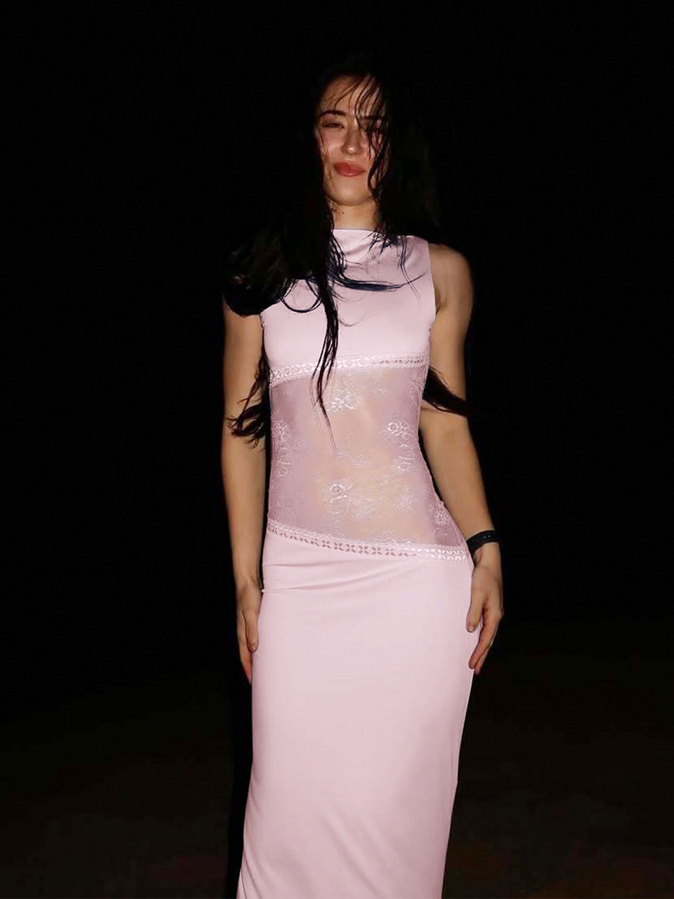 Sexy Lace Backless Sleeveless Long Dress