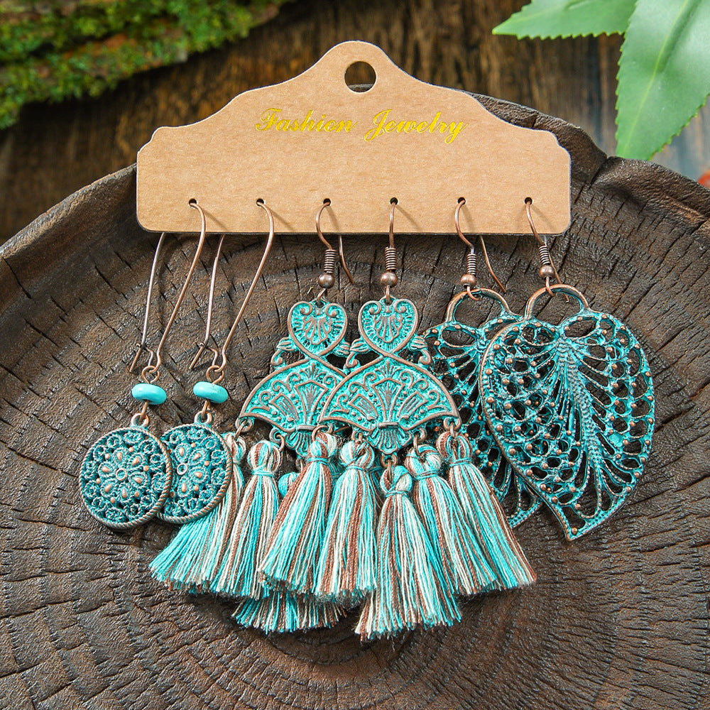 Vintage Geometric Hollow Earrings Alloy Holiday Style