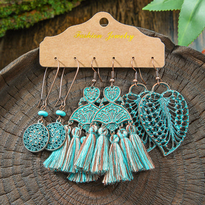 Vintage Geometric Hollow Earrings Alloy Holiday Style