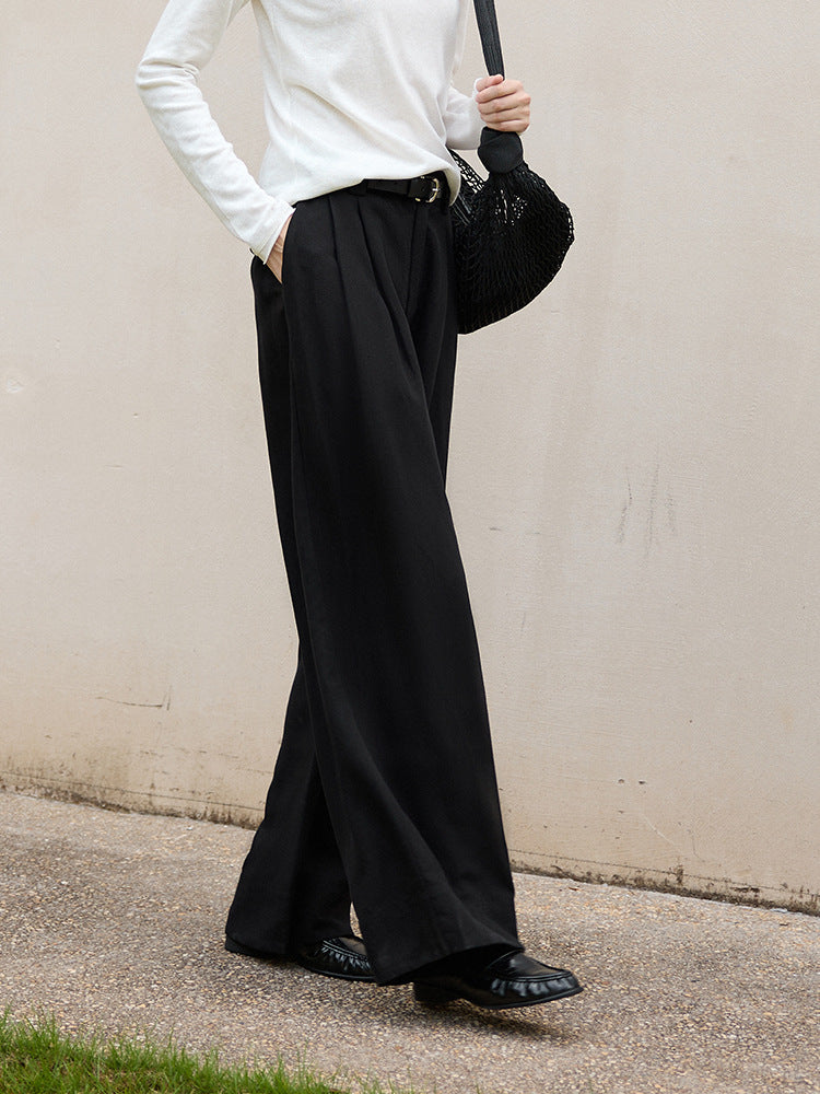 Elegant Wide-Leg Tencel Linen Pants for Women