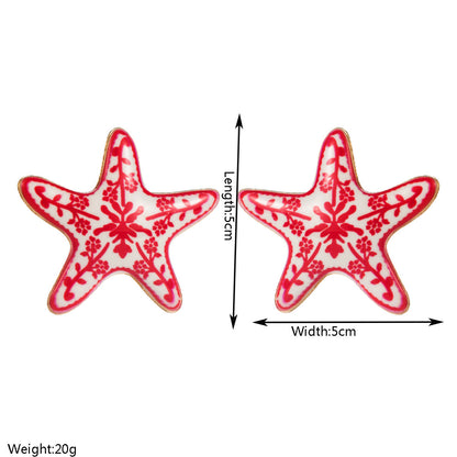 Marine Starfish Enamel Earrings Trendy Beach Vacation Style