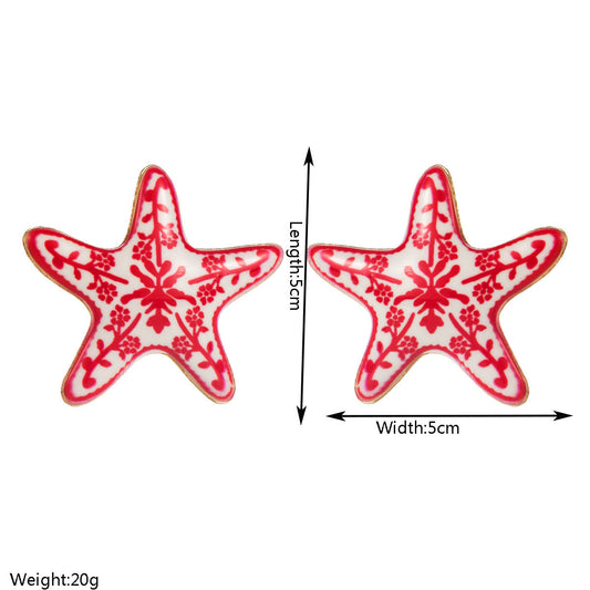 Marine Starfish Enamel Earrings Trendy Beach Vacation Style