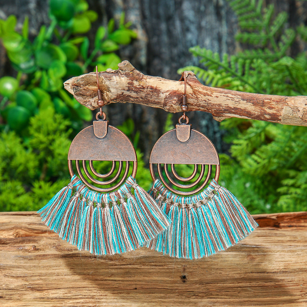 Handcrafted Bohemian Long Tassel Earrings Vintage Jewelry