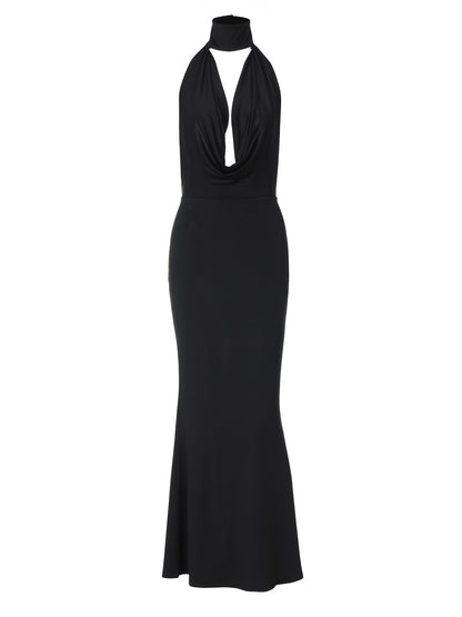 Backless Hollow Out Bodycon Dress Elegant Party Wear