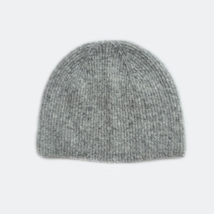 Solid Color Knit Beanie Hat for Women in Alpaca Wool Blend