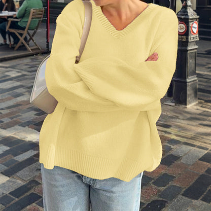 Casual Solid Color Long Sleeve Knit Shirt for Women