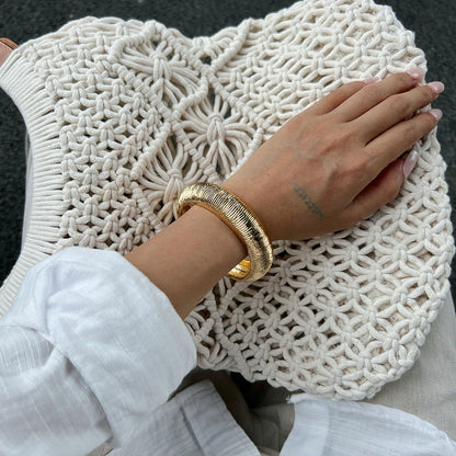 Geometric Gradient Resin Polygon Bracelet Trendy Metal Bangle