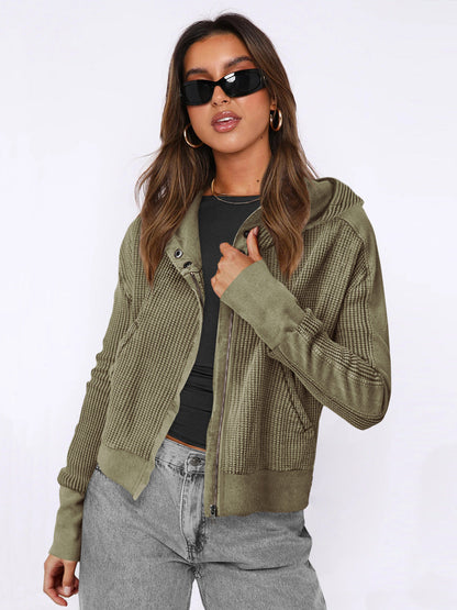 Zipper Front Hoodie Casual Chic Loose-Fit Sweatshirt