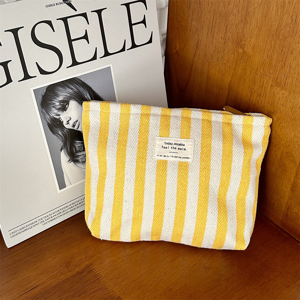 Striped Color Block Simple Make Up Bag