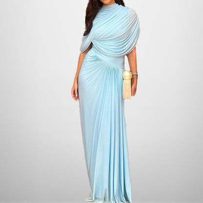 Elegant Waist-Cinching Pleated Maxi Dress