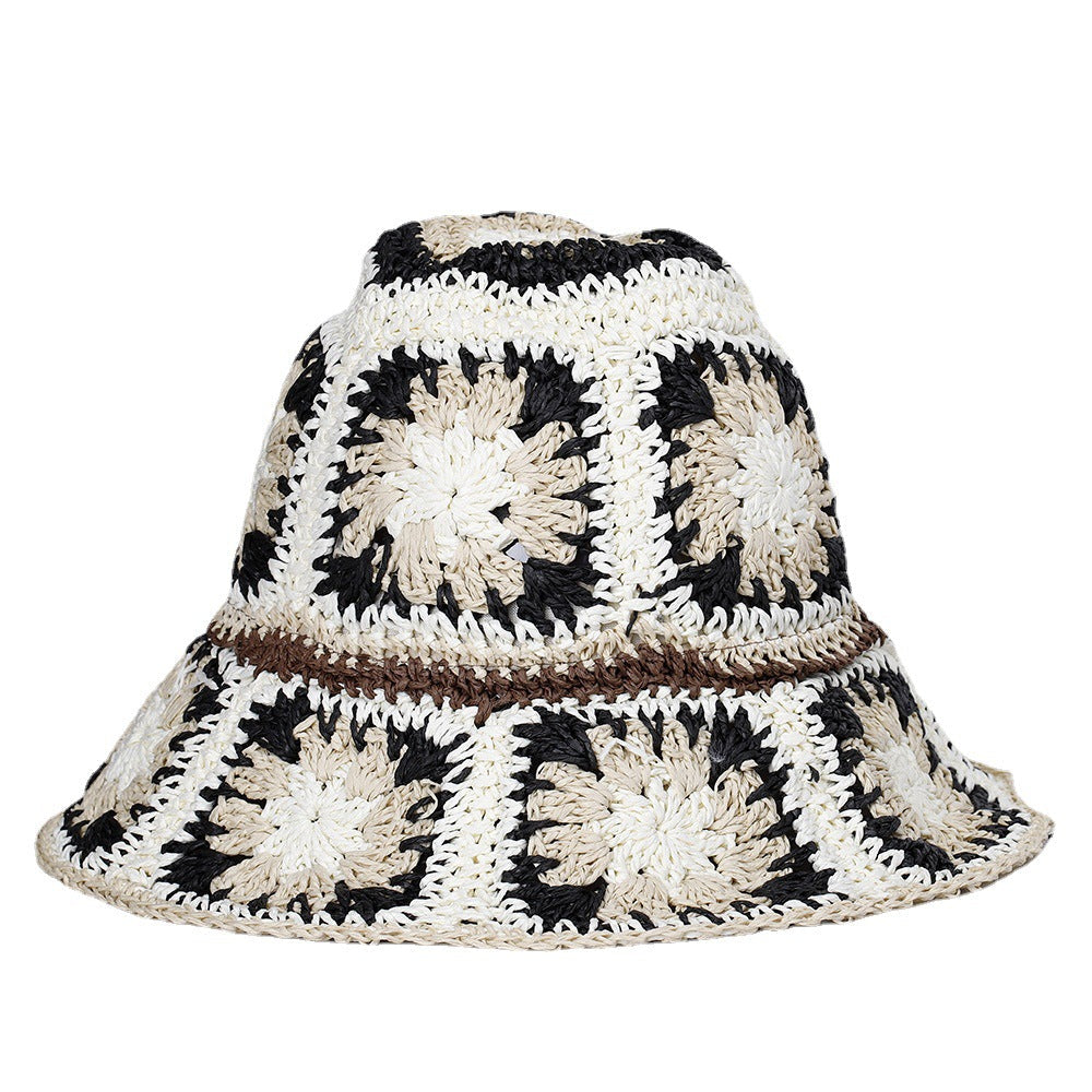 Bohemian Style Papyrus Big Eaves Sunshade Fisherman Hat Travel Sunscreen Sun Hat Beach Hat