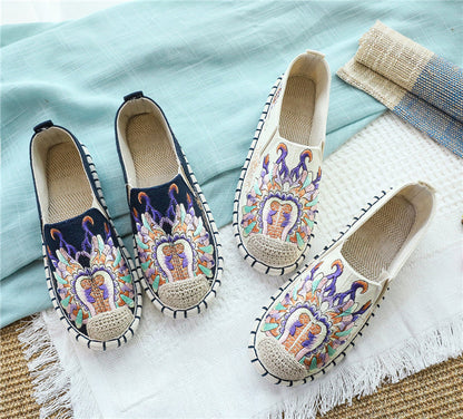 Spring Women'S Round Toe Cloth Shoes Flower Flat Bottom Ancient Costume Shoes